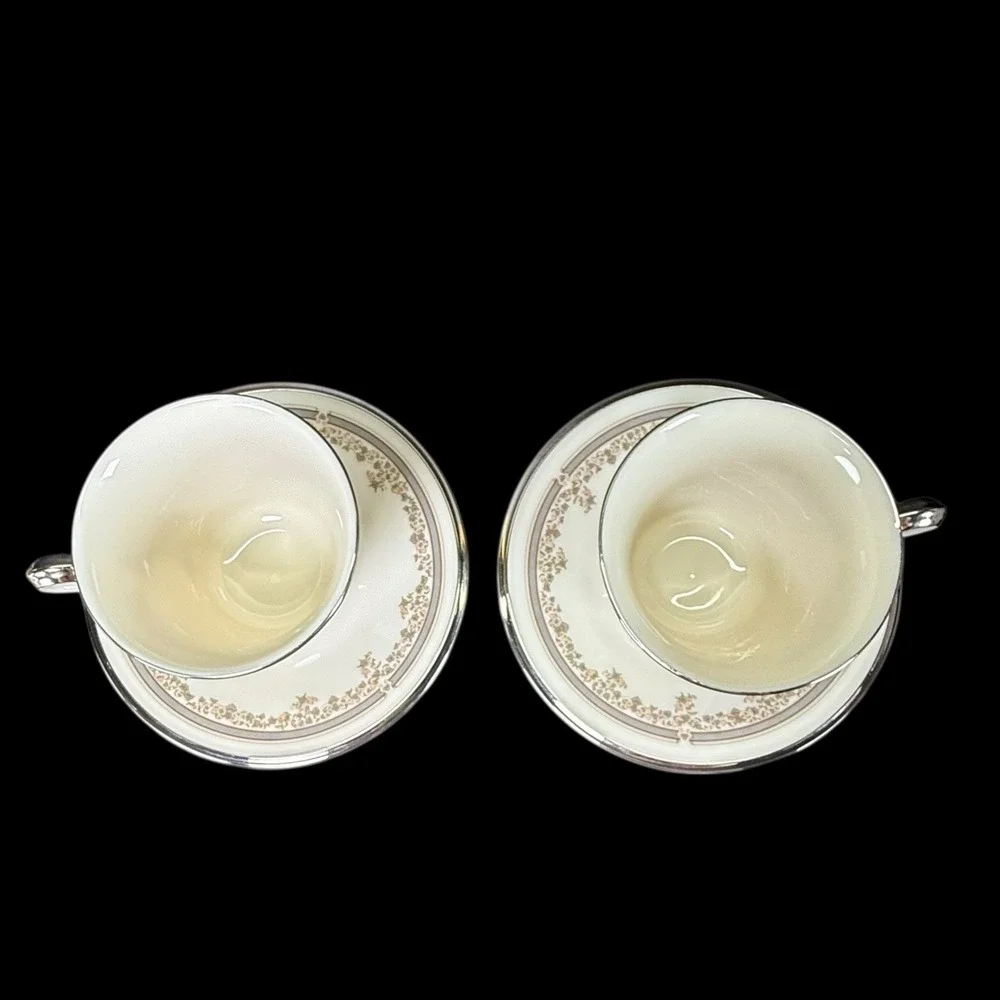 Lenox Lace Point Footed Tea Coffee‎ Cups With Saucers Set Of 2 Read